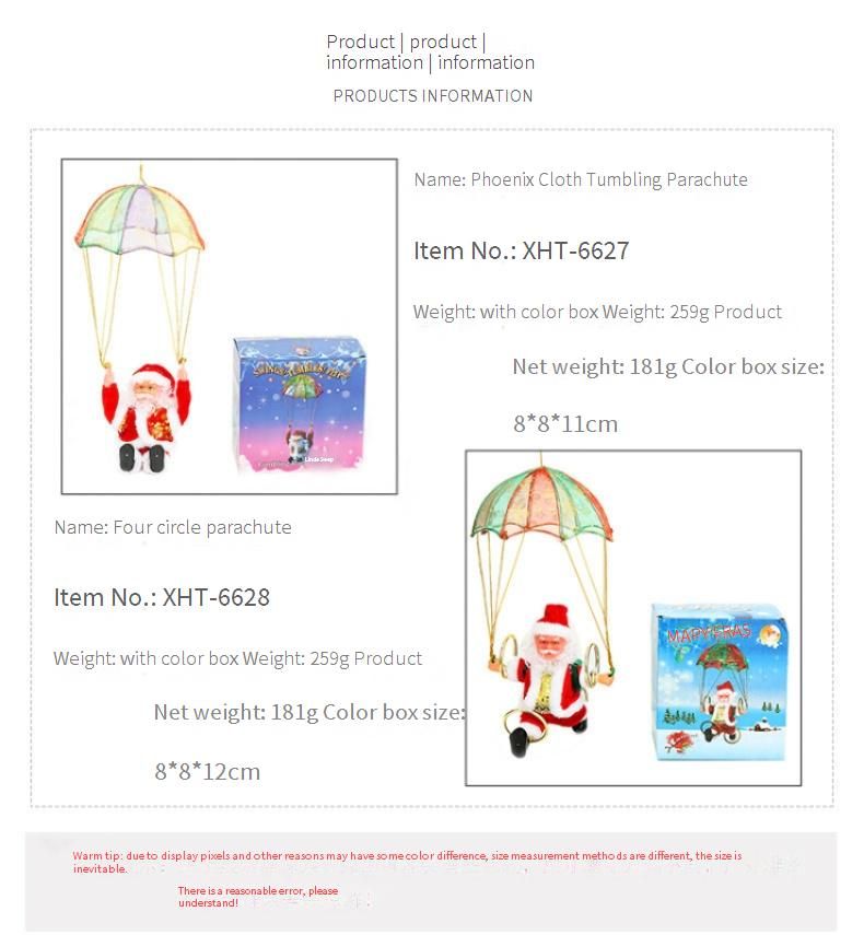 Brinquedo de paraquedas de Papai Noel voador de Natal – Decoração de queda com motor elétrico, presente festivo para crianças e festas de fim de ano_voghion.com