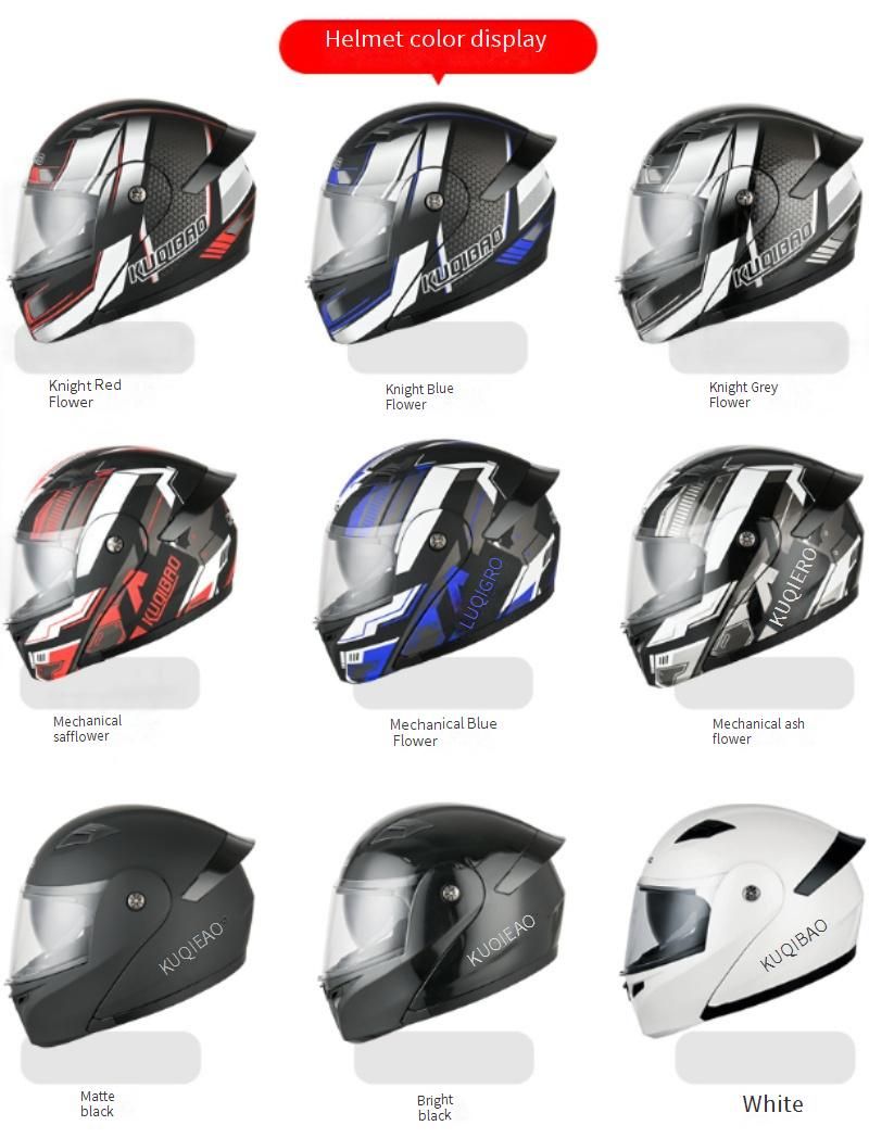Kooqibao Modular Motorcycle Helmet With Dual Visor - Flip-Up Full Face Helmet, Long Battery Life Bluetooth Version (K21), 3C Certified - Matte Black_voghion.com
