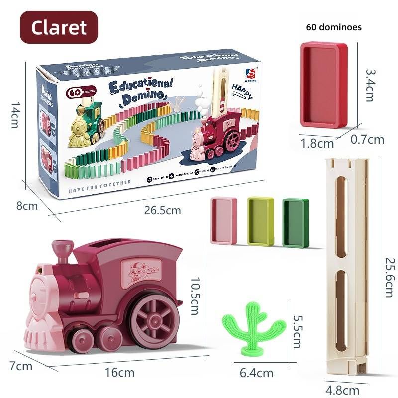 Sesli ve Işıklı Otomatik Domino Tren Oyuncağı, 60/80/120/180/260 Parça, Çocuklar İçin Elektrikli Domino Blok Seti (Mavi/Pembe/Yeşil/Kırmızı/Şeffaf)_voghion.com