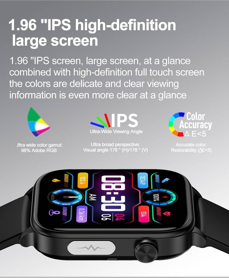Smartwatch With ECG & Non-Invasive Blood Glucose Monitoring, Bluetooth Calling, 14-Day Battery, Blood Oxygen Tracking, IOS Compatible_voghion.com