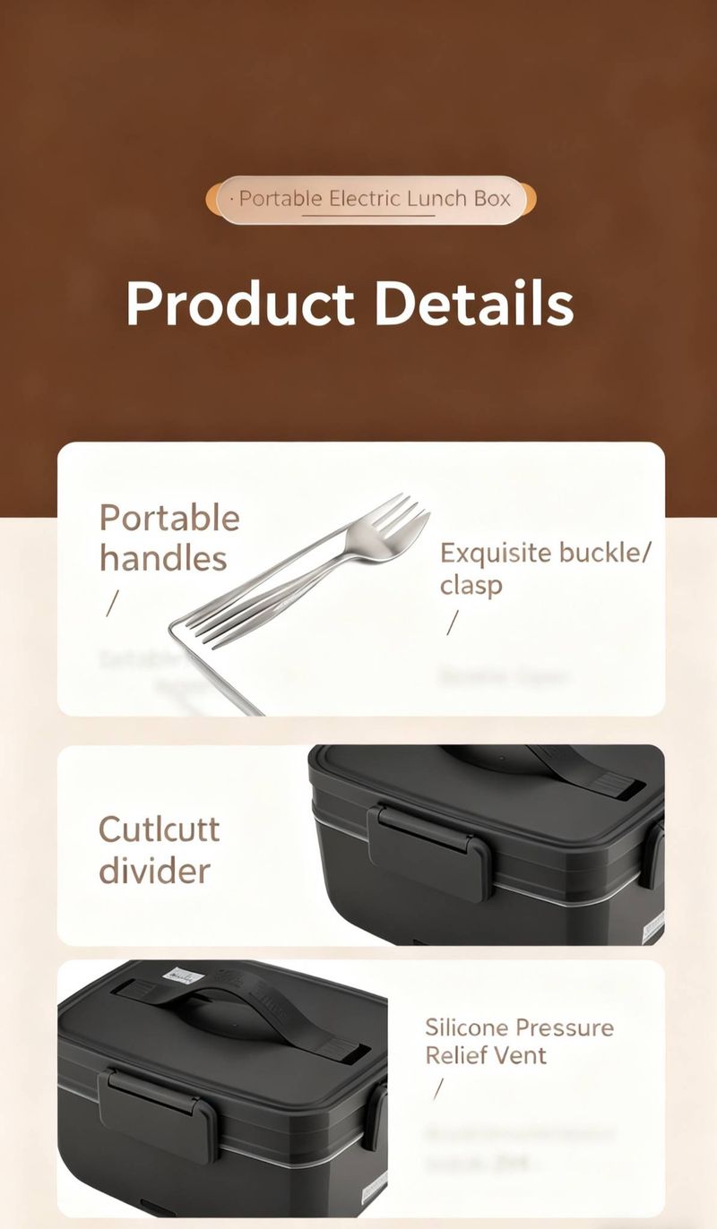 Boîte à lunch électrique portable - Fonction de chauffage et de cuisson à la vapeur, adaptée à un usage domestique et aux employés de bureau._voghion.com