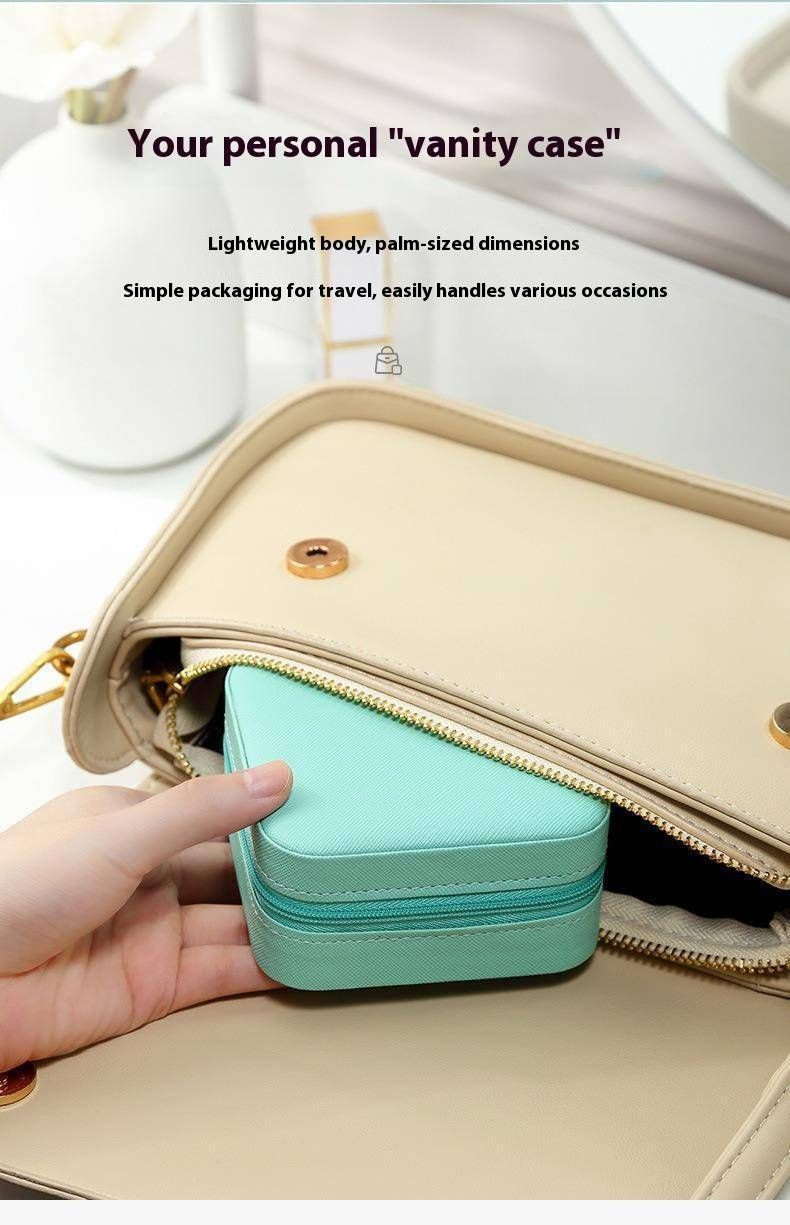 Minimalist Jewelry Box With Zipper – Portable Single-Layer Storage Case For Earrings, Rings & Small Accessories_voghion.com