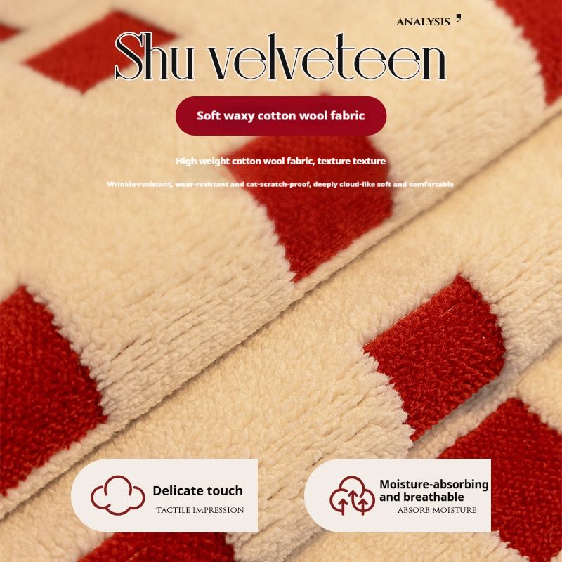 Velvet Sofa Pad – Non-Slip Irregular Chenille Cushion Cover (Luxury Checkered Design, Multi-Size Fit, Anti-Skid Base)_voghion.com