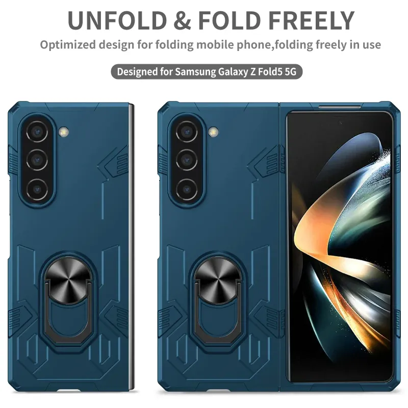 PC Armor Car Ring Stand Phone Hard Case For Samsung Galaxy Z Fold 7 6 5 4 3 2 1 5G Magnetic Camera Lens Non-Slip_voghion.com