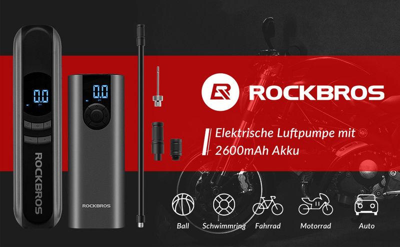 Minibomba de aire eléctrica ROCKBROS para bicicleta, 150 PSI, para motocicletas Presta y Schrader_voghion.com