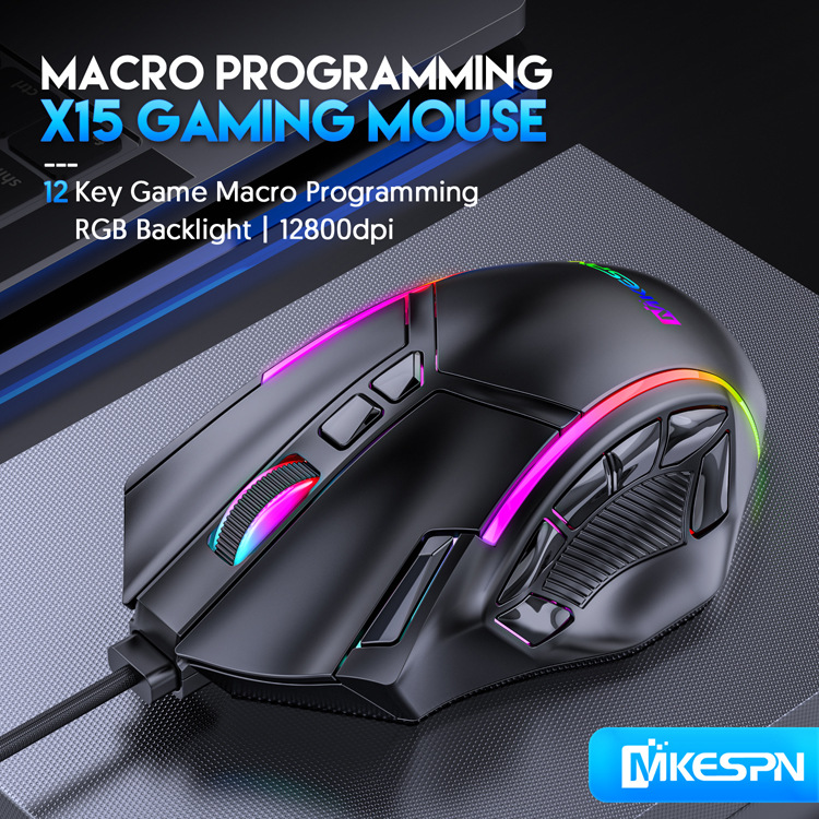 12800DPI Fre Makro RGB Gaming Maus 12 Programmierbare Tasten Spiel Maus RGB Licht Max Bis 6 Ebenen Für PC mac Gun PUBG Laptop_voghion.com