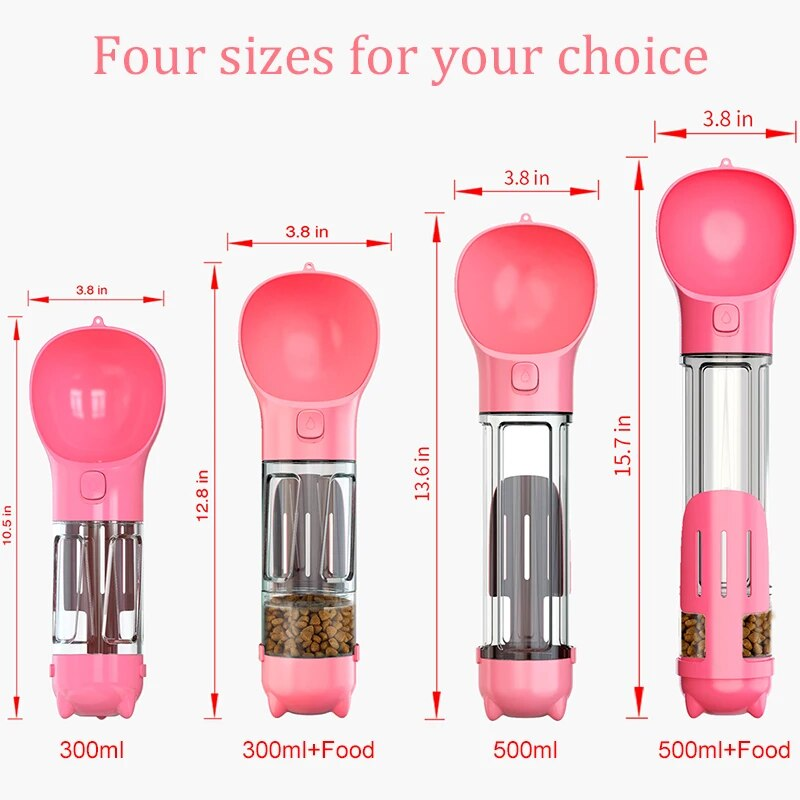 Portable Cat Dog Water Bottle Food Feeder Drinker Poop Dispenser 3 In 1 Spout Icher Multifunction Alen Travel Puppies_voghion.com