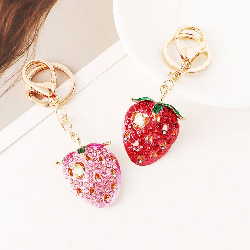 Portachiavi in metallo carino e divertente con motivo a forma di auto con diamanti e frutta, regalo di compleanno_voghion.com