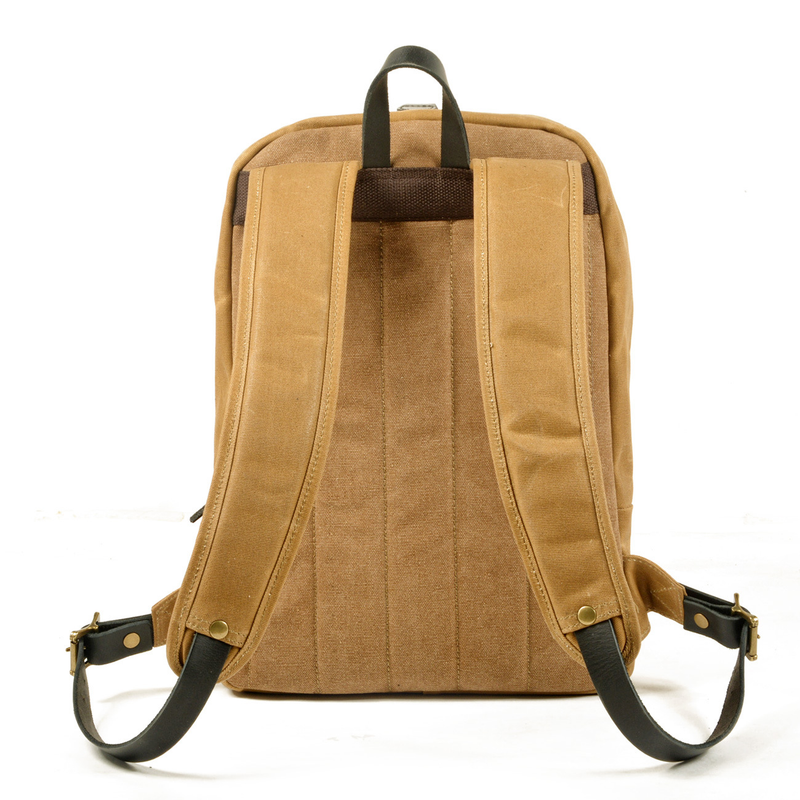 Zaino da viaggio LazyZoom Outdoor di grande capacità, resistente all'acqua, in tela cerata e olio, con giunzioni in vera pelle._voghion.com