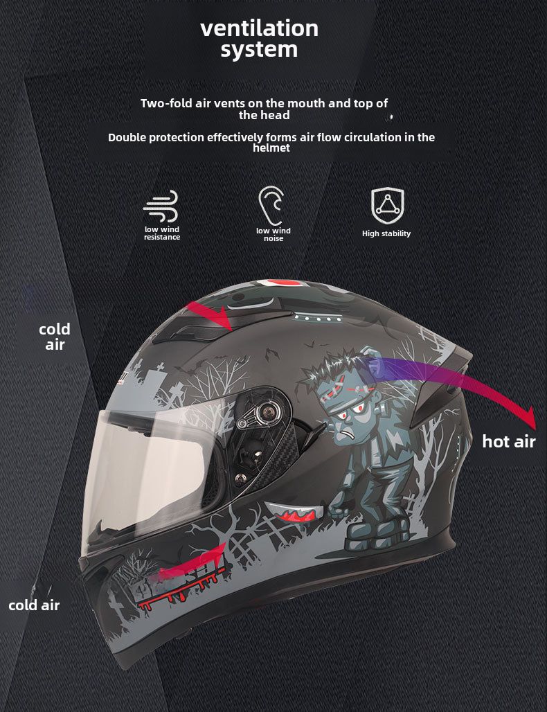 Doppellinsen-Motorradhelm Herren-Trailrunning-Helm Elektrischer Damen-Winter-Vollschutzhut-Integralhelm_voghion.com