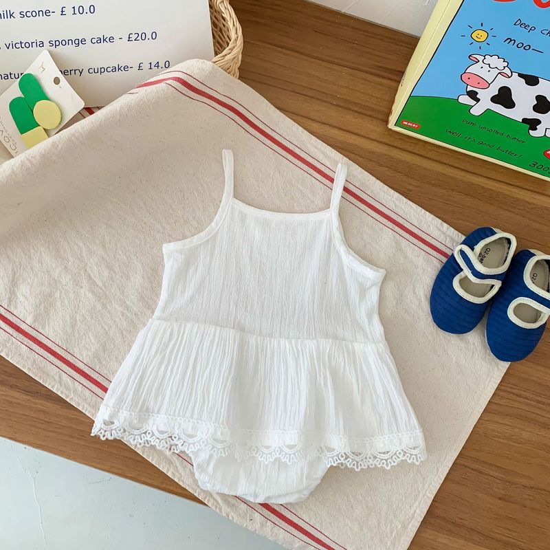 Instagram Han 2024 nuova canotta estiva gonna in pizzo tuta senza maniche in cotone per neonati_voghion.com