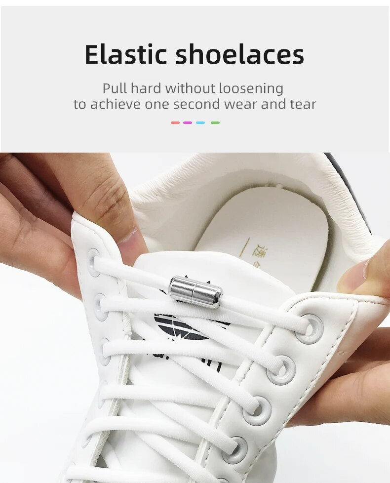Elastic No Tie Shoelaces Semicircle For Kids and Adult Sneakers Shoelace Quick Lazy Metal Lock Laces Shoe Strings_voghion.com