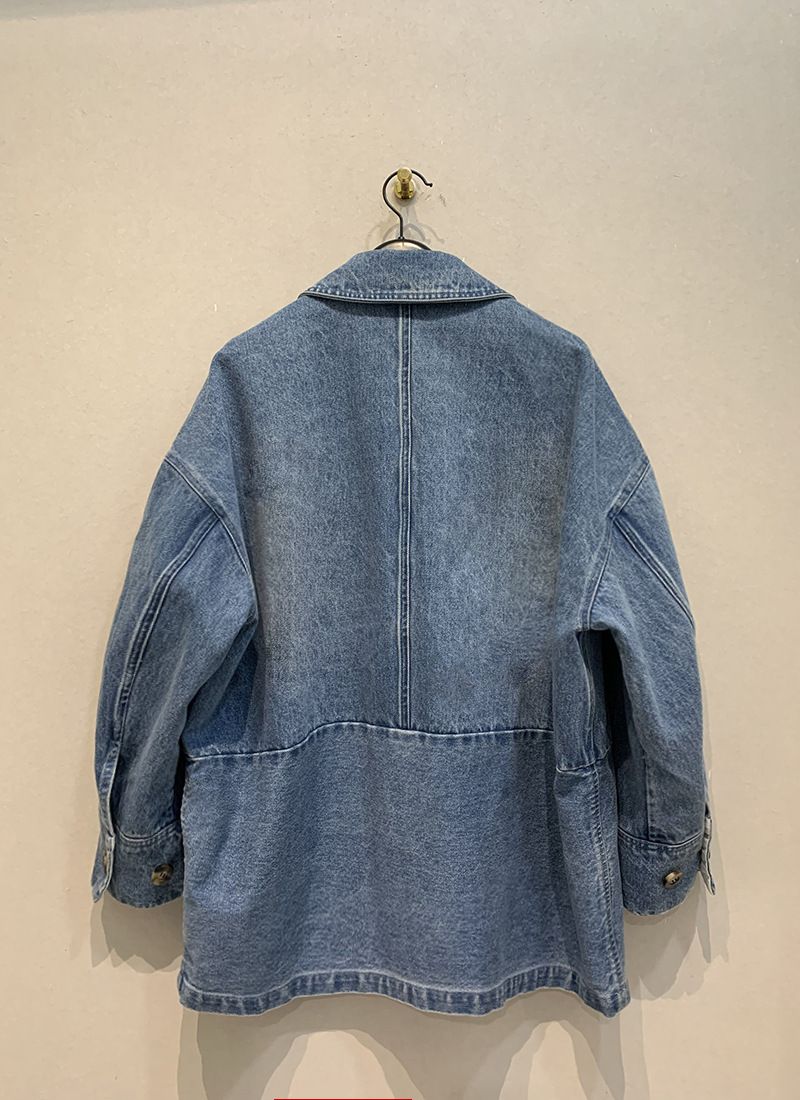 Getrockneter Kranich Frühling und Sommer neue japanische Ins Blogger Revers Denim Hemd Windjacke lose Profil lässig abnehmen Mantel_voghion.com