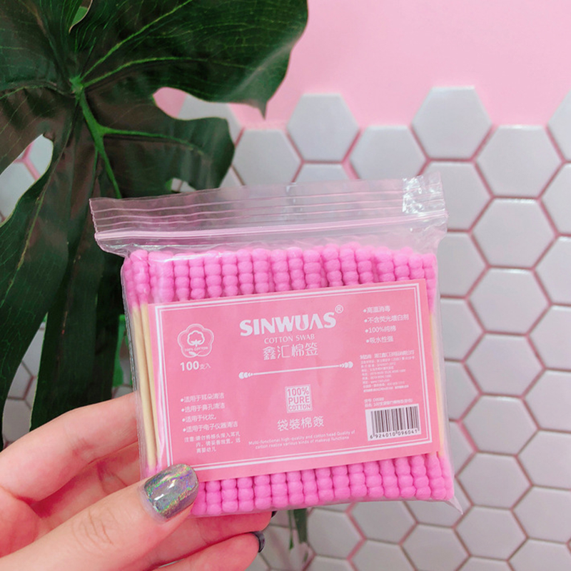 Hislaves 100 pezzi di tampone di cotone usa e getta a doppia testa per la pulizia dei cosmetici_voghion.com