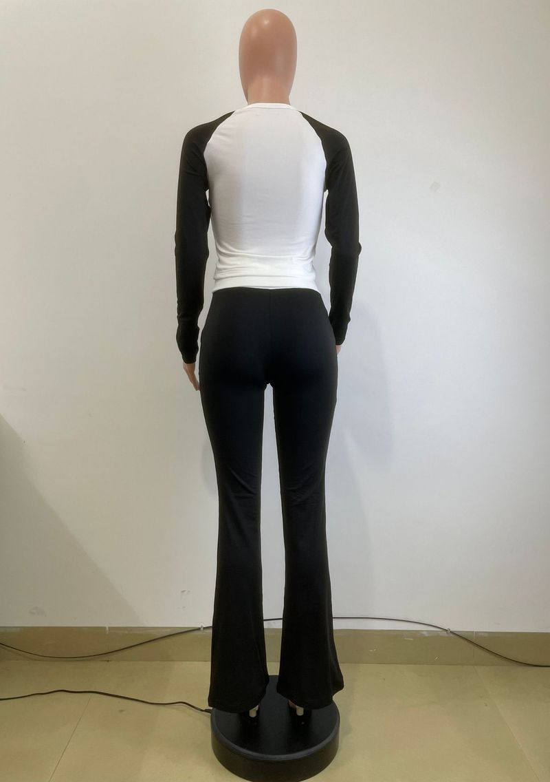 Y6058 New Women's Clothing Color-Block Tight High-Waist Folded Slim Fit Fleece-Lined Sports Yoga Pants Set_voghion.com