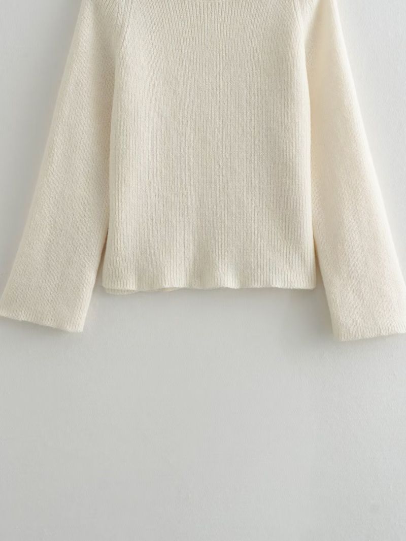 Maglione oversize da donna in maglia - Maglia girocollo a coste morbide a maniche lunghe - Pullover casual da strada (nero, rosso, grigio, crema)_voghion.com