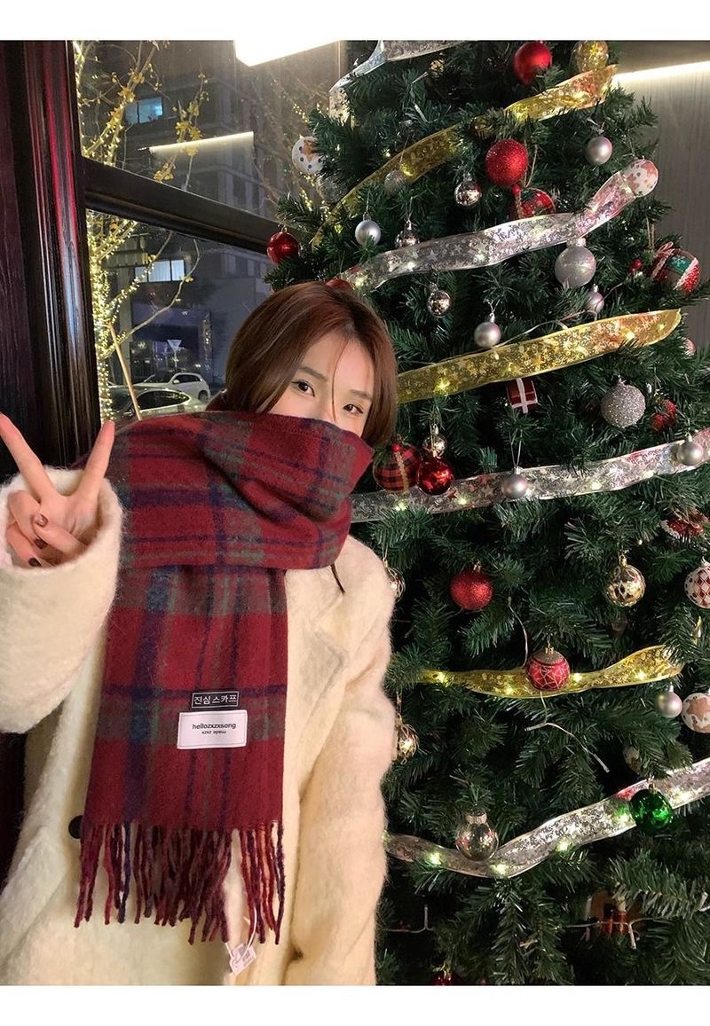 Sciarpa rossa di Natale da donna, invernale, nuova edizione coreana, versatile, spessa, calda, per studenti, di alta qualità, morbida e appiccicosa, scialle_voghion.com