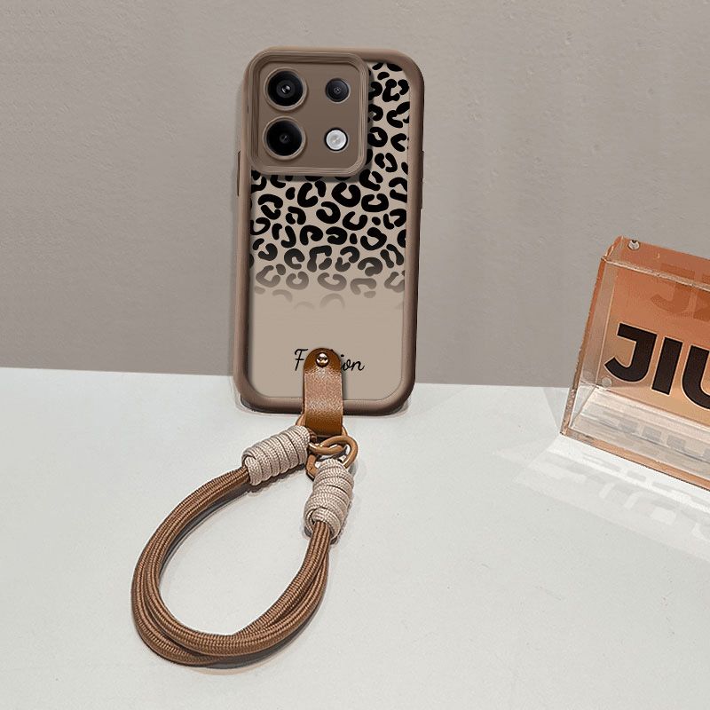 Leopard Print Lanyard Phone Case For Xiaomi 14T 12 13 13T 11T 12T Poco X6 X5 X3 F3 F5 Pro Lite Hang Strap Wrist Chain_voghion.com