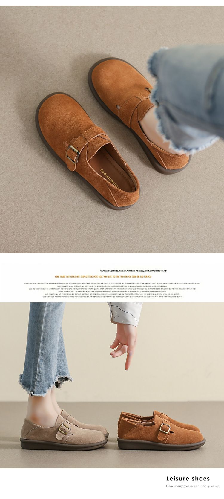 Frosted Cowhide Soft Sole Birkenstocks Women's Round Head Single Shoes One Pedal Birkenstocks Women's Flat Bottom_voghion.com