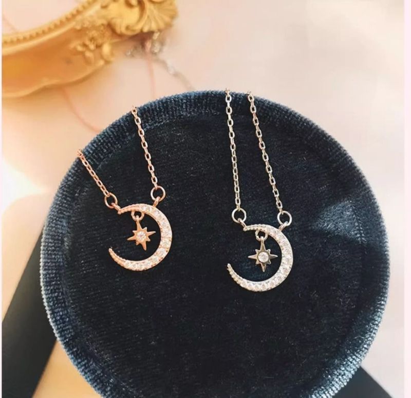 Sterling Silver Moon Necklace Accessories Women, Light Luxury, Niche, High-End Feel, New Style, Best Friend Birthday_voghion.com