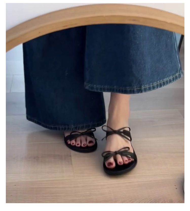 Lan Cabinet-versie ~ Franse stijl avondbries strik dikke hak sandalen voor dames, veelzijdig met rokken, open teen_voghion.com