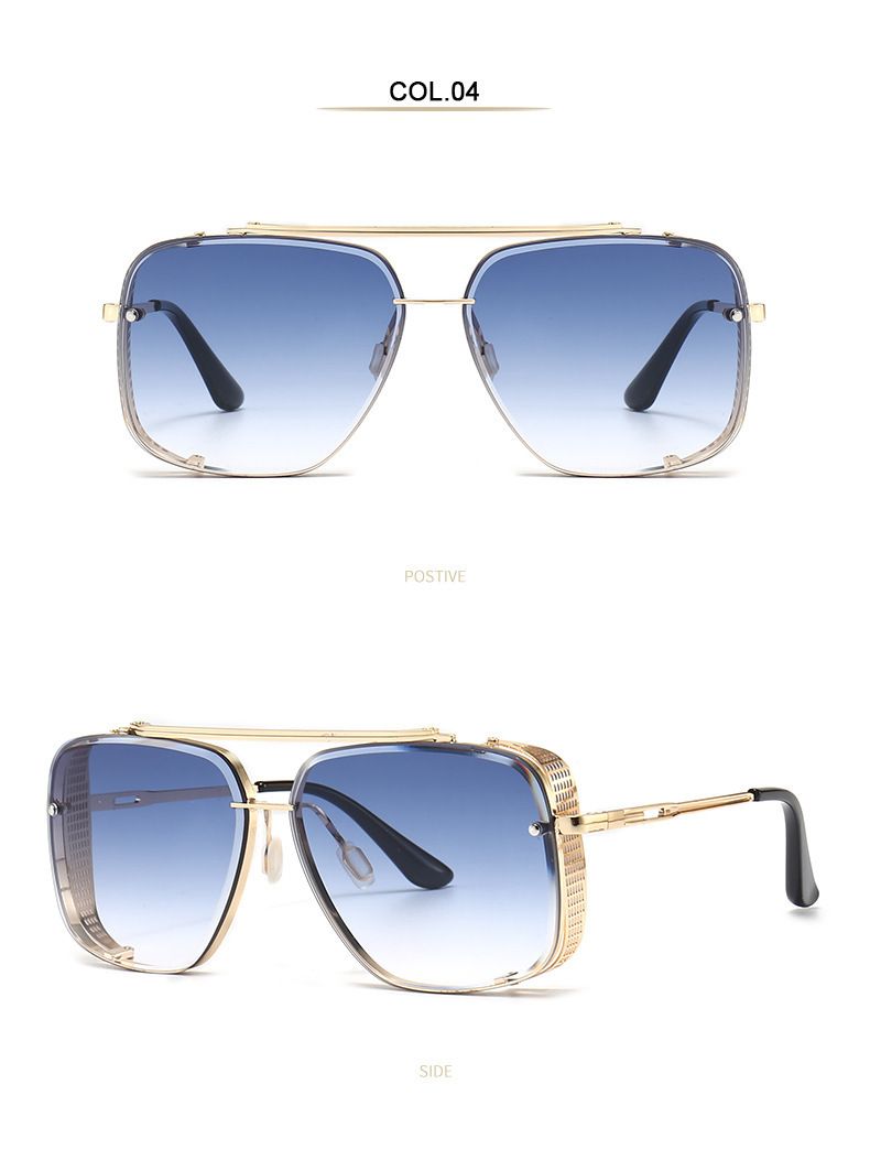 ActiveGo ActiveGo Personalized European And American New Style Double Bridge Metal Cut Edge INS Face Slimming Square Frame Trendy Unisex_voghion.com