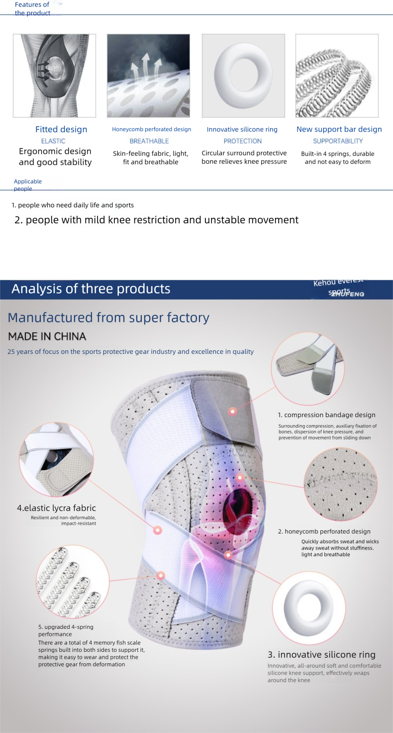 Joint Support Sleeve Basketball Badminton Patella Strap Breathable Anti-Collision Compression Shock Absorption Sports_voghion.com