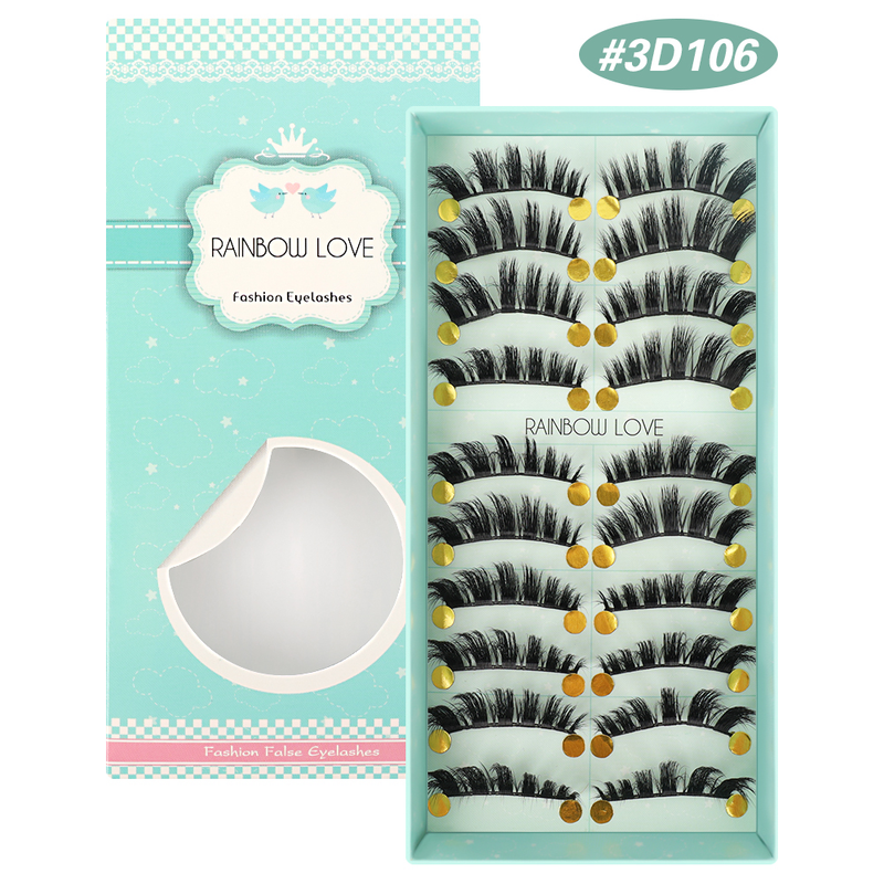 3D 10 Pairs Faux Mink Lashes Fluffy Soft Wispy Volume Natural Long False Eyelashes Eyelash Extension Reusa_voghion.com