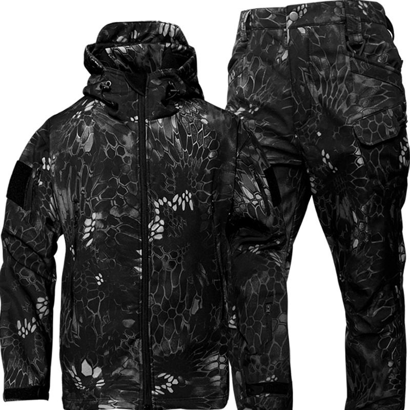 Outdoor Shark Skin Soft Shell Jacke Anzug Herren winddichte militärische Fan taktische Jacke Winter samt verdickte Bergsteigerjacke_voghion.com