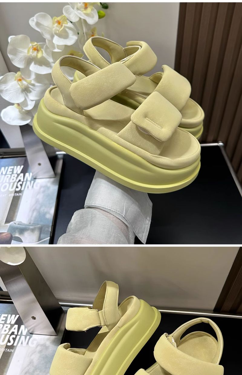 Dicke Sohle Klettverschluss Sandalen für Frauen 2025 Neue Sommer Outdoor Strand Schuhe Slip-On Casual Slides_voghion.com