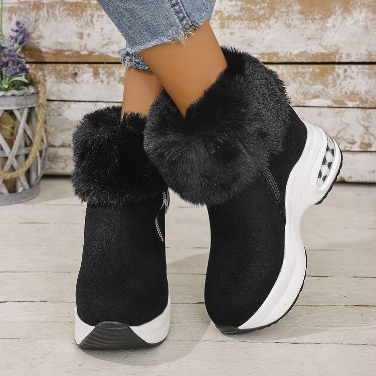Women Ankle Boots Autumn Winter Short Boots Snow Winter New Comfortable Sports Casual Cotton Platform Wedge Thick Sole Fleece Lined Short Boots For W_voghion.com