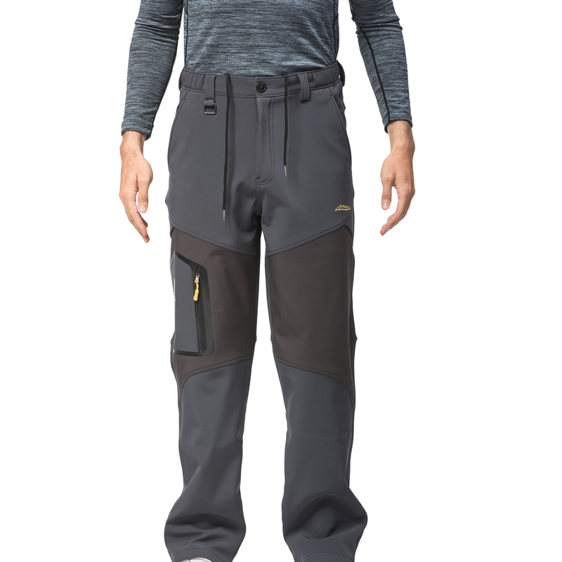 Men's Clothing large size elastic waist assault pants plus velvet splicing water repellent mountaineering zipper pocket trousers_voghion.com