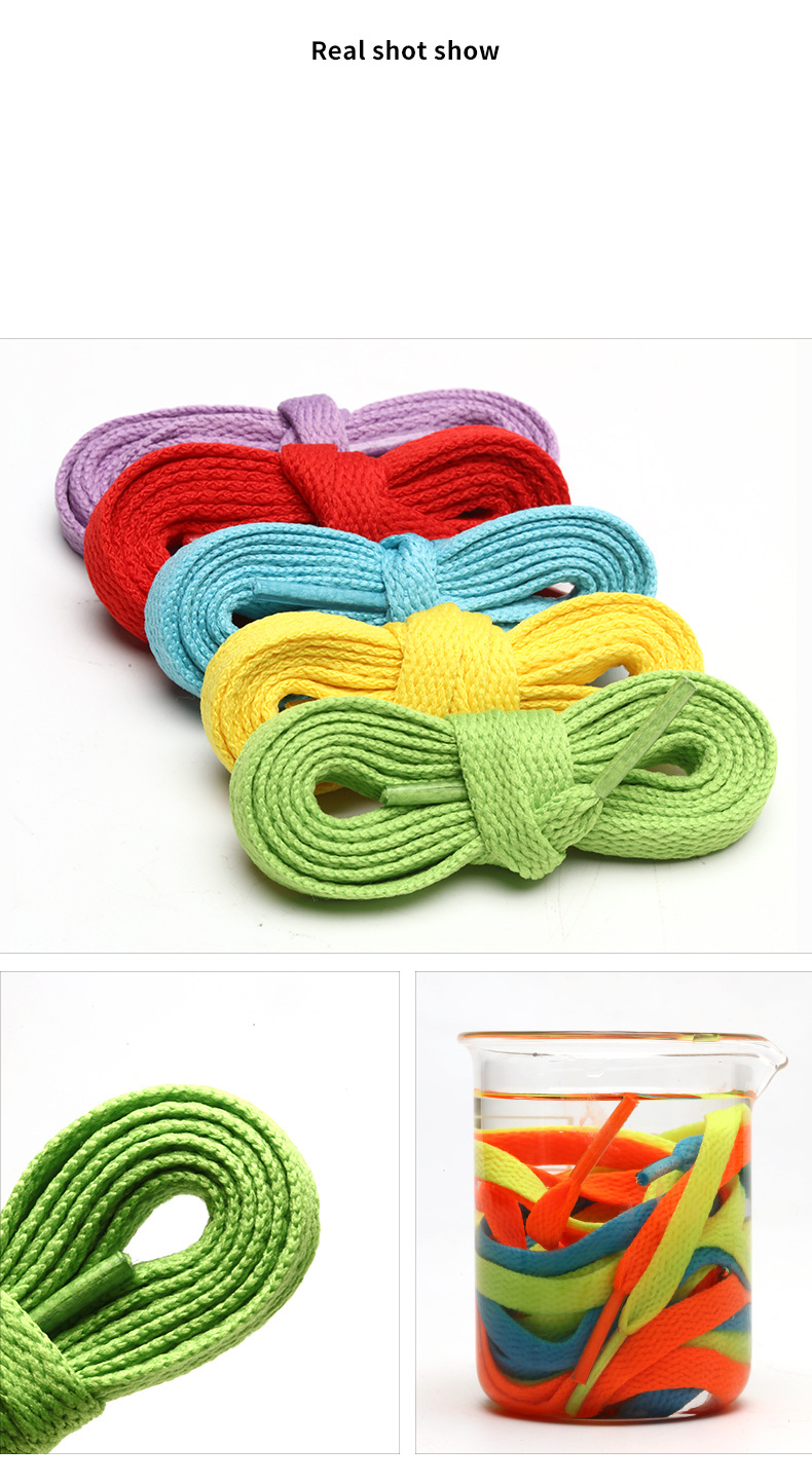 8mm polyester single flat colored shoelaces_voghion.com