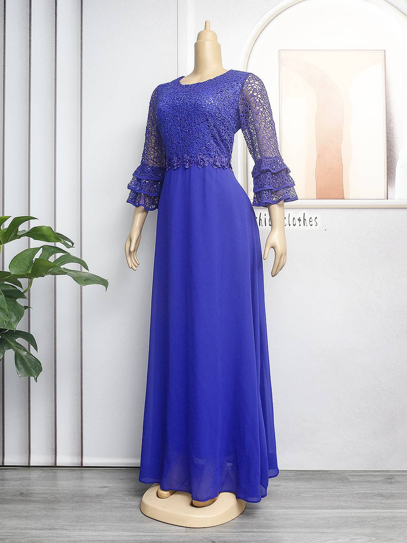 Rochie de damă Plus Size, de primăvară și de vară, banchet, din dantelă grea din șifon_voghion.com