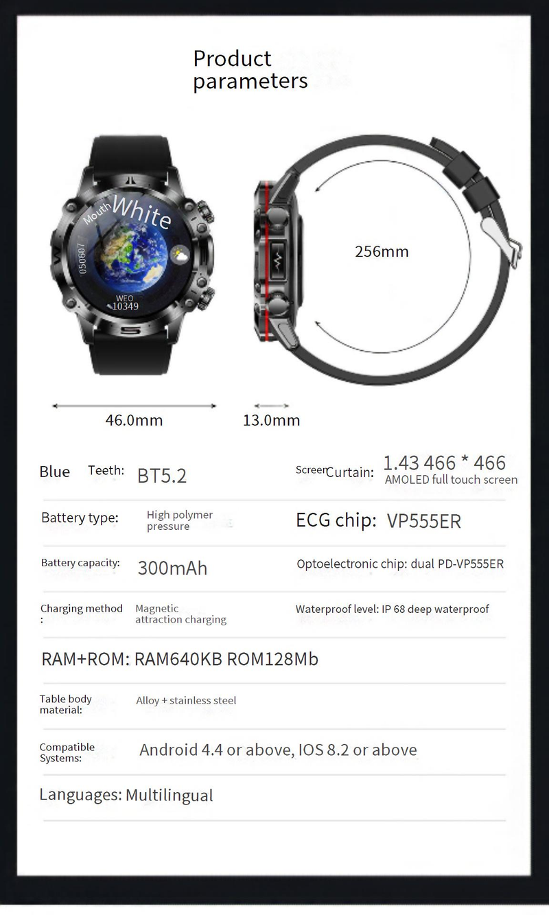 Smart Watches Dedicated ET482 Smart Watch Outdoor Sports AMOLDE HD ECG Bluetooth Call Non Invasive Blood Sugar_voghion.com