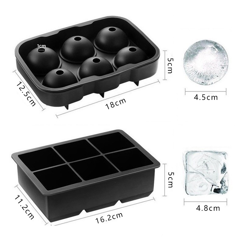 Silicone Ice Cube Trays Set Large & Small Square & Round Ball Molds For Diy Cold Drinks Reusable Freezer Ice Maker (4-Pack)_voghion.com