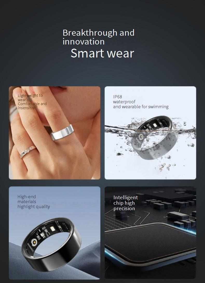 Ringe R02D Smart Ring Herzfrequenz Blut Sauerstoff Gesundheit Sport Paare Schlaf Überwachung SmartRing_voghion.com