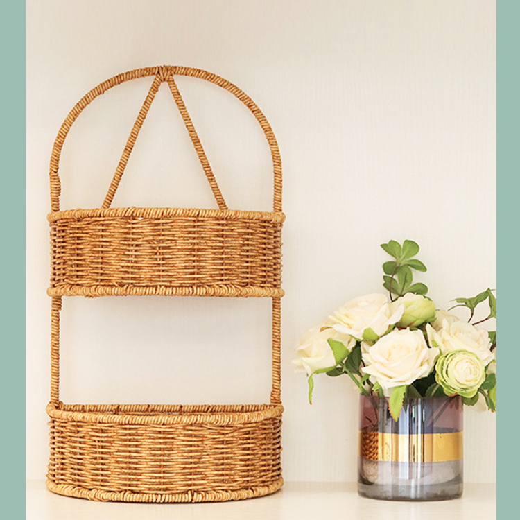 Creative Hand Woven Wall Mounted Basket Single Layer Multi Layer Wall Mounted Multi Purpose Basket Wall Mounted Storage Basket_voghion.com