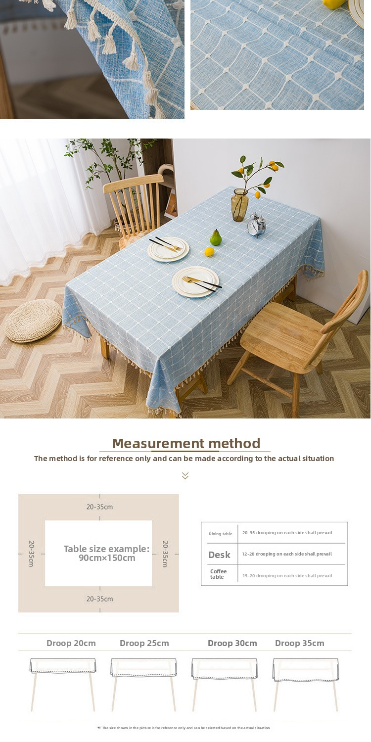 Modern Checkered Tablecloth – 80% Cotton Linen Blend, Waterproof & Anti-Slip, Square/Rectangular Table Cover For Dining, Cafe, Picnic_voghion.com