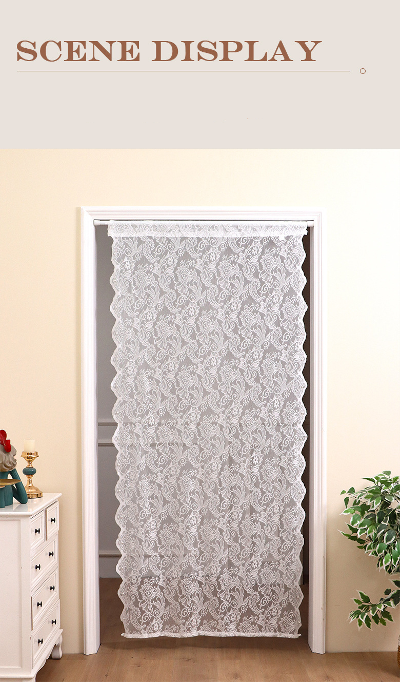 Lace Door Curtain – Elegant Polyester Voile Panel With Peacock Feather Design For Living Room, Bedroom, Entryway – Romantic Princess Style_voghion.com