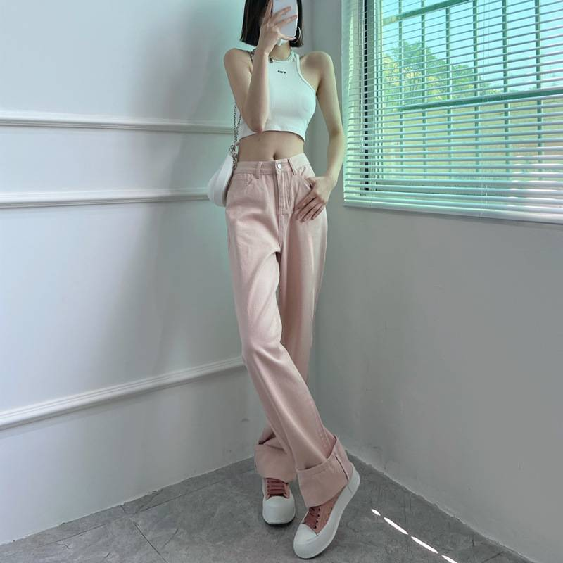 Jeans a zampa extra lunghi per donne alte - Pantaloni a gamba larga a vita alta con elastico, pantaloni in denim taglie forti_voghion.com