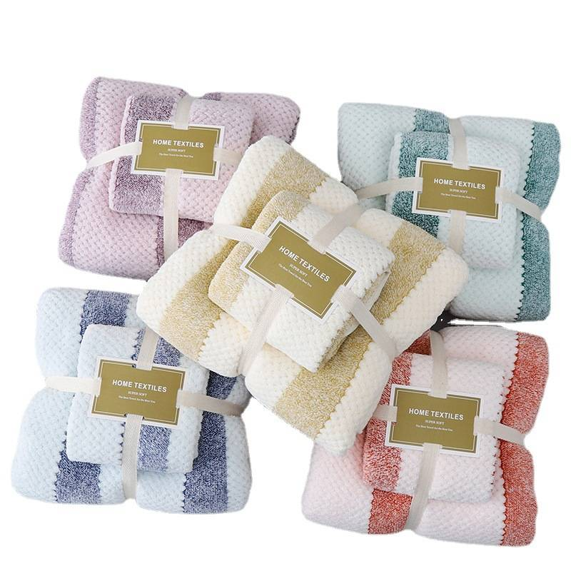 Juego de regalo de toallas de coral polar - Juego de 2 piezas para padres e hijos, gruesas y absorbentes, para adultos y playa_voghion.com