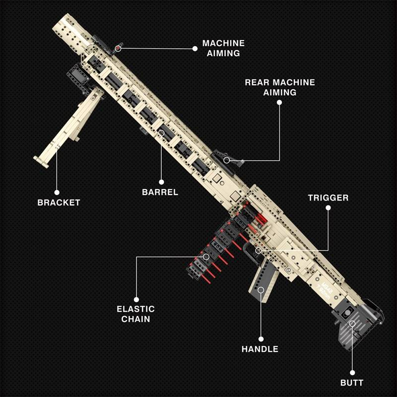 Bouwbaar machinegeweer 77006MG-42 - DIY schietsteenmodel voor jongens, STEM-speelgoed met meer dan 800 ABS-blokken, werkt op batterijen_voghion.com