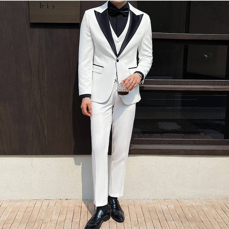 Erkek 3 Parçalı Slim Fit Takım Elbise – Düğün ve İş Elbisesi (XS-5XL, Siyah/Beyaz)_voghion.com
