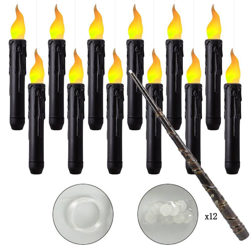 Magic Wand Remote Control – 12/20 Pack LED Flickering Candles With Hooks & Fishing Line For Halloween/Christmas Decor (Plastic, 2-Button)_voghion.com