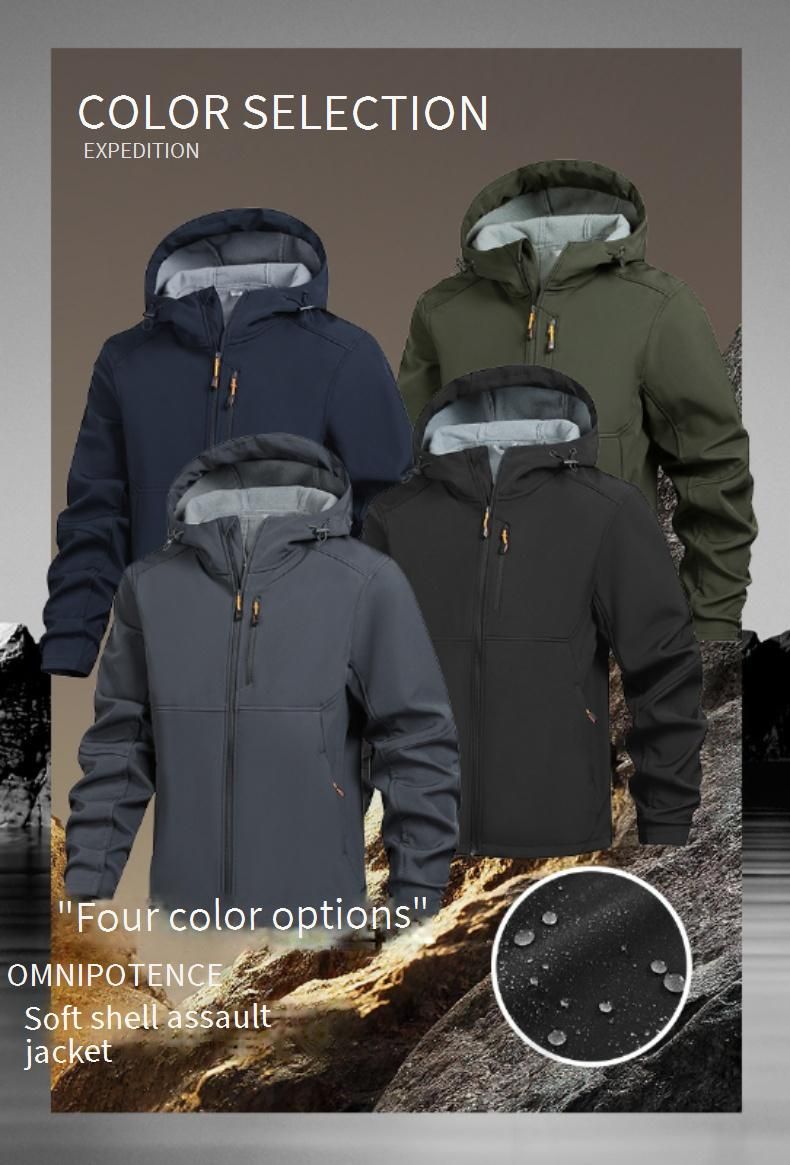 Giacca antivento da uomo con fodera in pile – Giacca softshell da esterno per tutte le stagioni, ideale per escursionismo, ciclismo e spostamenti urbani (S-XXXL, Nero/Verde militare/Blu navy/Grigio)_voghion.com