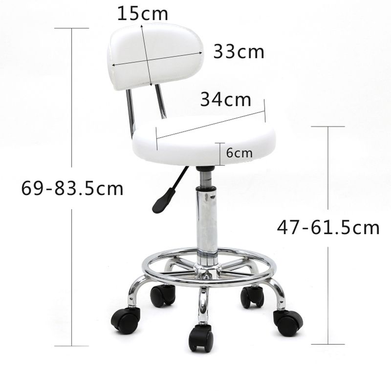 Tabouret rond blanc à dossier texturé – Repose-pieds réglable pour salon avec support ergonomique_voghion.com