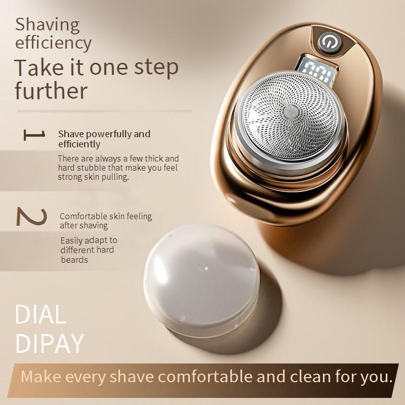 2202 Mini Electric Shaver For Men - 6-Blade Rotary Head, Waterproof, Portable Travel Razor With LED Display_voghion.com