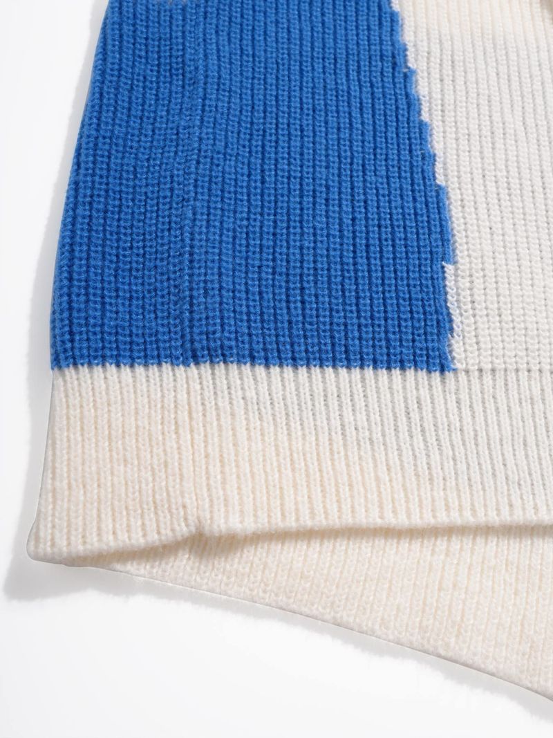 Oversized Color-Block Pullover für Herren – Europäisch-amerikanischer Streetwear-Pullover mit entspannter Passform und Kontrastnähten_voghion.com