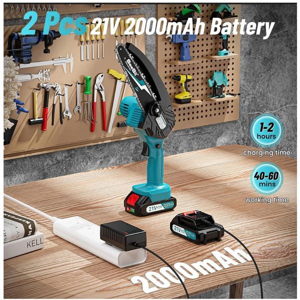 6 Inch Mini Cordless Chainsaw ,w/ 2x2000mAh Batteries,Battery Powered Chainsaw For Wood Tree Cutting_voghion.com